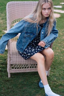 H&M - Women Blue Smocked Poplin Dress