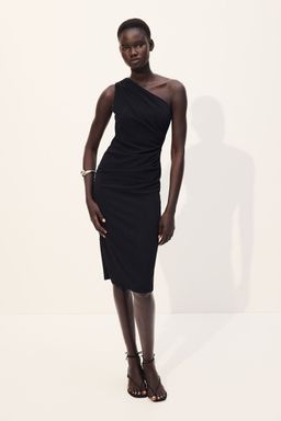 H&M - Women Black Draped One-Shoulder Dress