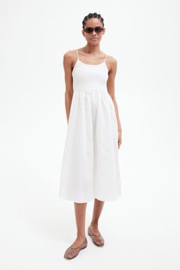 H&M - Women White Tie-Strap Smocked Dress