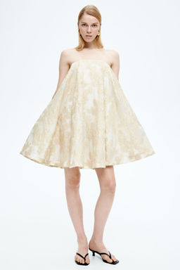 H&M - Women White Jacquard-Weave Mini Dress