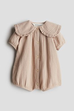H&M - Girls Pink Cotton Muslin Romper Suit
