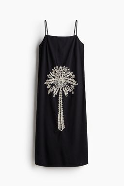 H&M - Women Black Embroidered Strappy Dress