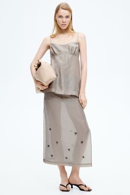 H&M - Women Grey Sheer Embellished Skirt