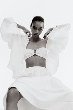 H&M - Women White Linen-Blend Skirt