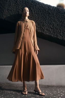 H&M - Women Brown Chiffon Strappy Dress
