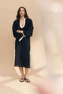 H&M - Women Black Tie-Belt Tunic Dress