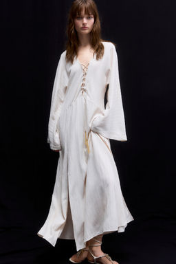 H&M - Women Beige Lacing-Detail Dress