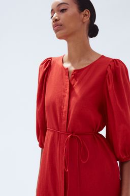 H&M - Women Red Linen-Blend Dress