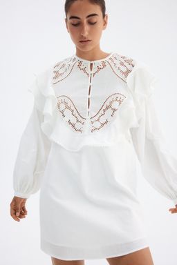 H&M - Women White Linen-Blend Tunic Dress