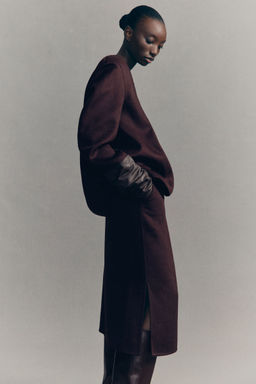 H&M - Women Purple Wool-Blend Pencil Skirt