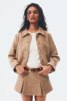 H&M - Women Beige Pleated Mini Skort