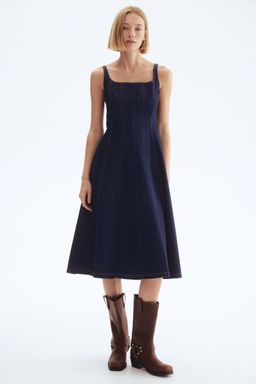 H&M - Women Blue Denim Midi Dress