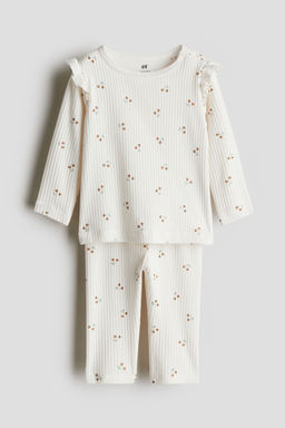 H&M - Boys White Ribbed Cotton Set