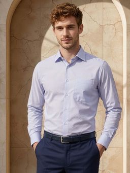 Louis Philippe - Mens Lilac Dobby Easy to Iron Cotton Slim fit Formal Shirt