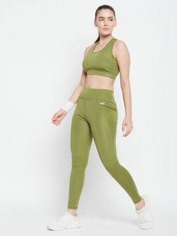 Clovia - Women Green Solid Tights