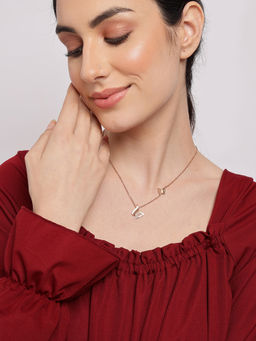 Sohi - Rose Gold Plated Butterfly Shaped Pendant with Chain