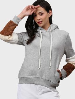 Campus Sutra - Grey Solid Sweatshirt