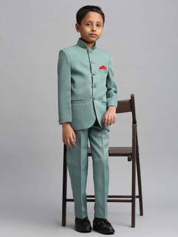 Kids Island - Boys Green Solid Ethnic Wear Jodhpuri with Pant (Set of 2)