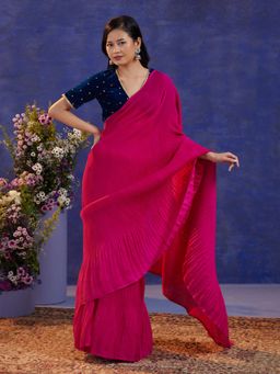 Gajra Gang - Modern Route Fuchsia Pleated Saree