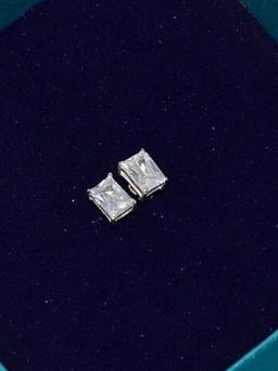 Margento Jewels - 925 Sterling Silver Square Shape Swarovski Zirconia Stud