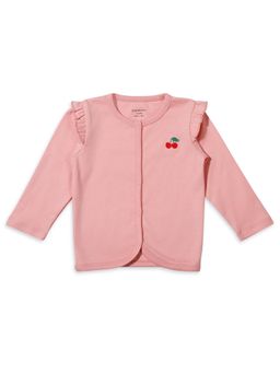 My Milestones - Full Sleeves Shoulder Frill Tee with Cherry Embroidery - Peach