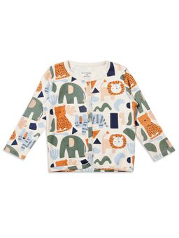 My Milestones - Round Neck Full Sleeves Tee with Nature Prints - Cream