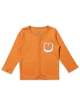 My Milestones - Round Neck Full Sleeves Tee with Patch Embroidery Pocket - Orange