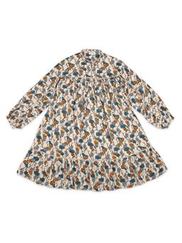 My Milestones - Dolman Sleeves Dress with Ruffles and Ladder Lace - Cream