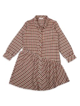 My Milestones - Full Sleeves Shirt Dress with Exajurated - Maroon