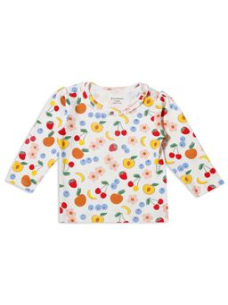 My Milestones - Printed Round Neck Tee with Frill - Off White