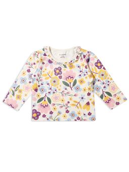 My Milestones - Blooming Dales Aop Round Neck Tee with Ruffle Details - Cream