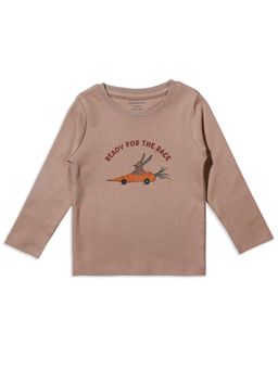 My Milestones - Printed Round Neck Full Sleeves Tee - Tan