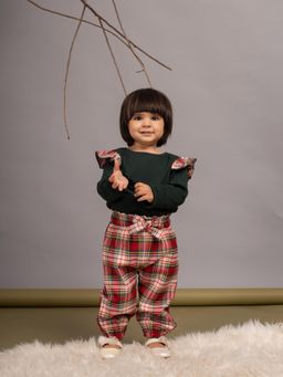 Budding Bees - Full Sleeve Solid Top & Pant - Black & Red (Set of 2)