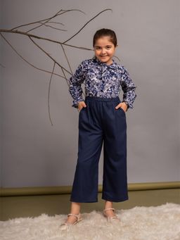 Budding Bees - Floral Full Sleeves V Neck Full Jumpsuit - Black