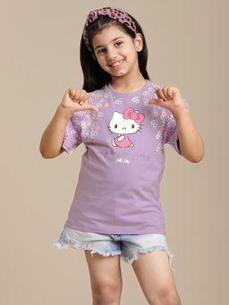 Kidsville - Hello Kitty Printed Relaxed Fit T-Shirt for Girls