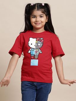 Kidsville - Hello Kitty Printed Relaxed Fit T-Shirt for Girls