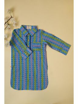 ADYA - Blue Geometric Print Kurta