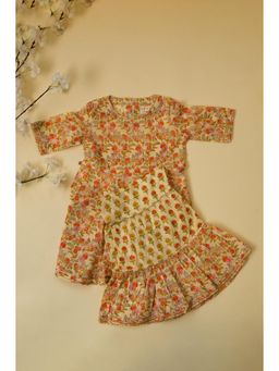 ADYA - Lemon Yellow & Orange Kurta with Sharara (Set of 2)