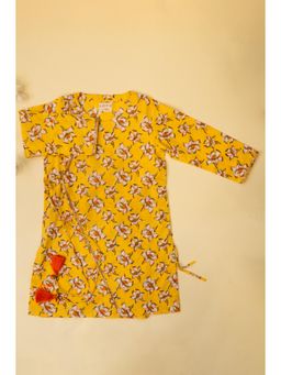 ADYA - Yellow Floral Rose Print Angarkha