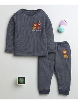 Bumzee - Charcoal Grey Boys Cotton Thermal T-Shirt & Jogger (Set of 2)