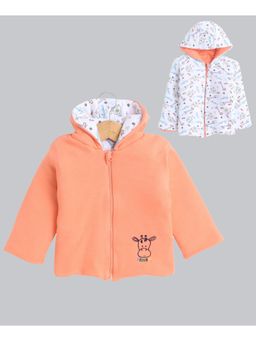 Bumzee - Orange & White Baby Boys Full Sleeves Cotton Reversible Jacket