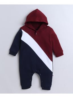 Bumzee - Maroon & Navy Boys Full Sleeves Trendy Sleepsuit