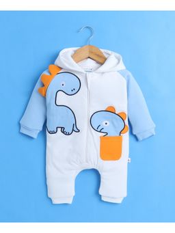 Bumzee - White Boys Full Sleeves Trendy Padded Sleepsuit