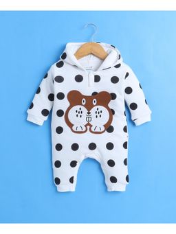 Bumzee - White Boys Full Sleeves Trendy Padded Sleepsuit