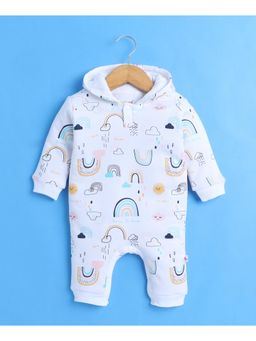 Bumzee - White Girls Full Sleeves Trendy Padded Sleepsuit