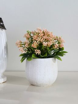 At Home by Nilkamal - Artificial Gypsophila Plant with Ceramic Pot - Pink