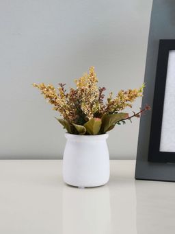 At Home by Nilkamal - Artificial Bubble Grass Plant with Ceramic Pot - Yellow