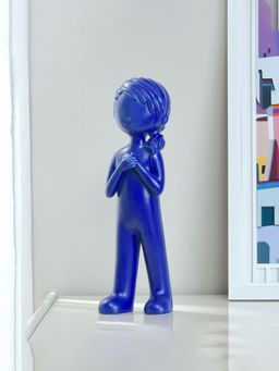 At Home by Nilkamal - Standing Girl Dolomite Showpiece - Blue