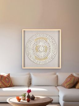 At Home by Nilkamal - Netted Design Circular Wall Decor - Cream