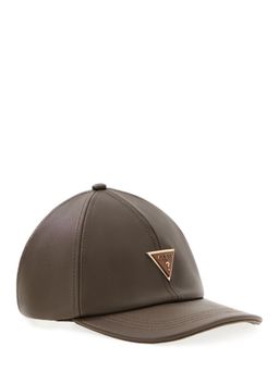 Guess - Brown Leather Solid Mens Cap